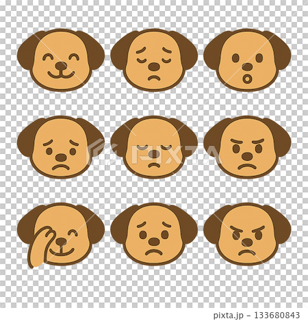 Illustration set of dog faces with various expressions Illustration set of dog faces with various expressions 133680843