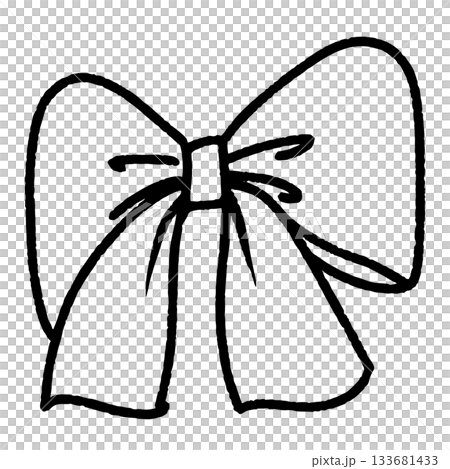 Crayon bow hand drawn with line for element, print, illustration and festival 133681433