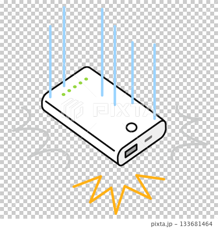 モバイルバッテリーを落とした！発火の危険　携帯充電器を落として 133681464