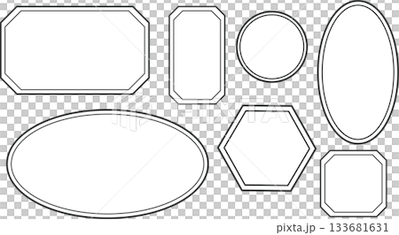 Simple, double-line frame set. Available in various shapes, including oval and polygonal. Gray and easy to use. Simple, double-line frame set. Available in various shapes, including oval and polygonal. Gray and easy to use. 133681631