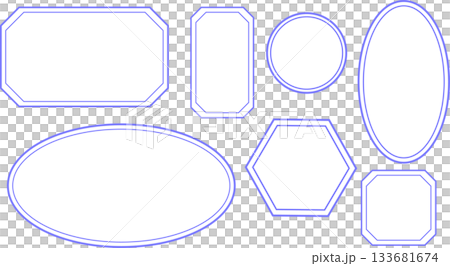 A set of blue frames in various shapes. Double lines. Simple and easy to use. A set of blue frames in various shapes. Double lines. Simple and easy to use. 133681674