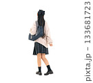 制服を着た女子学生の後ろ姿　手作業で精密に切り抜いた背景透過全身写真PNG 133681723