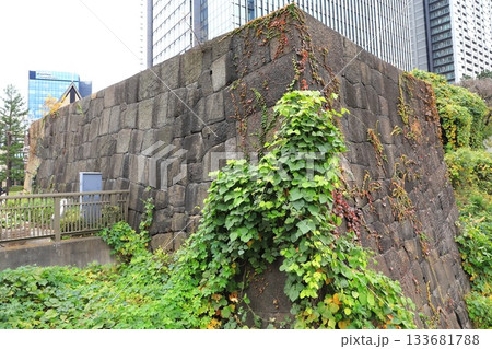 牛込橋と江戸城の石垣　東京都千代田区 133681788