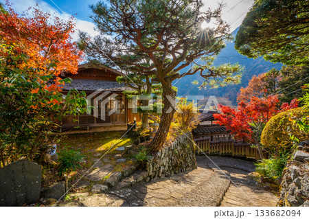 赤沢宿　紅葉　山梨県　早川町 133682094