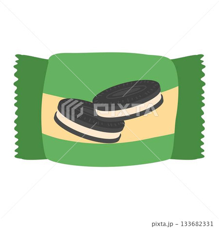 oreo pack cartoon icon. Sweet snack bag oreo pack cartoon icon. Sweet snack bag 133682331