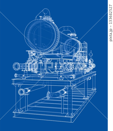 Industrial Machinery Blueprint. Vector Industrial Machinery Blueprint. Vector 133682527