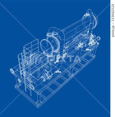 Industrial Equipment Blueprint. Vector Industrial Equipment Blueprint. Vector 133682529