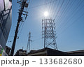 高圧送電線から地上の変電所への引込線分岐部の全景 133682680