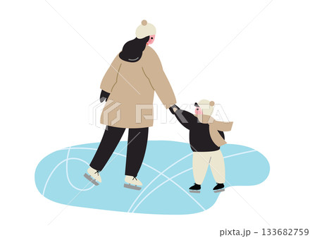 アイススケートを楽しむ親子 アイススケートを楽しむ親子 133682759