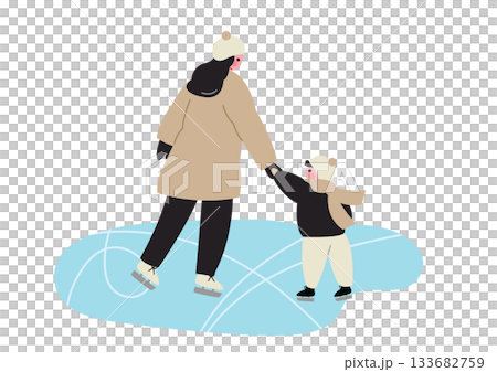 アイススケートを楽しむ親子 アイススケートを楽しむ親子 133682759