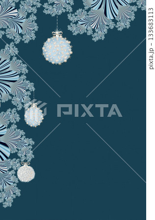Merry Christmas and Happy New year with fractal embellishment, winter card concept 133683113