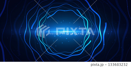 Abstract blue circle wave lines on light blue background. Technology data concept. 133683232