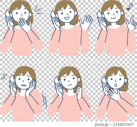 Upper body set of a young woman talking on a smartphone Upper body set of a young woman talking on a smartphone 133683307