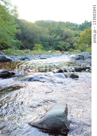 キャンプ場脇を流れる水無川の清流 133683841