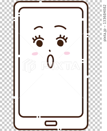 Smartphone, surprised expression, smartphone, surprised, cute character illustration Smartphone, surprised expression, smartphone, surprised, cute character illustration 133684082