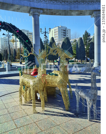 New Year's decorations on the streets of Ashgabat New Year's decorations on the streets of Ashgabat 133684681