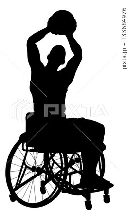 Silhouette Wheelchair Basketball Player Shooting Silhouette Wheelchair Basketball Player Shooting 133684976
