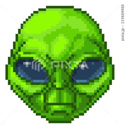 Alien Face Pixel Art Game Cartoon Characterのイラスト素材 [133684988] - PIXTA