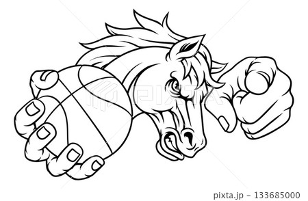Horse Mustang Stallion Basketball Sports Mascot Horse Mustang Stallion Basketball Sports Mascot 133685000
