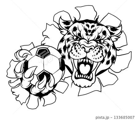 Jaguar Leopard Cheetah Soccer Football Ball Mascot Jaguar Leopard Cheetah Soccer Football Ball Mascot 133685007