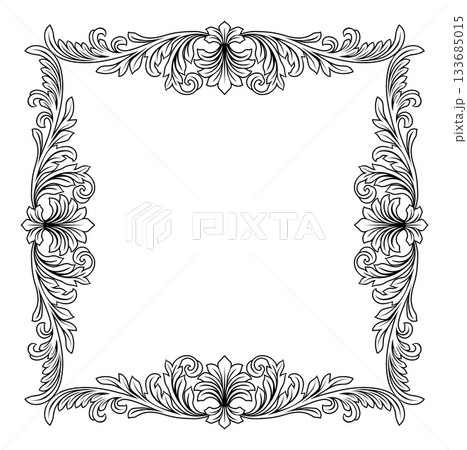 Filigree Heraldic Crest Motif Floral Pattern Frame Filigree Heraldic Crest Motif Floral Pattern Frame 133685015