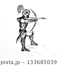 Armored Archer Drawing Aiming Arrow Sketch Art 133685039