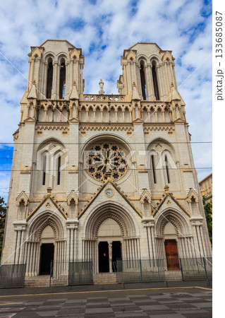 Basilica of Notre-Dame de Nice on the Avenue Jean Medecin in the center of Nice, France 133685087
