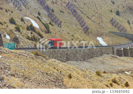 Red funicular to Niesen mountain in Switzerland Red funicular to Niesen mountain in Switzerland 133685092