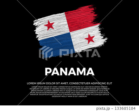 Flag of Panama. Panamanian and Caribbean Culture. Vibrant, textured brushstroke effect style. Black background with copy space. Dramatic composition in negative space. Flag of Panama. Panamanian and Caribbean Culture. Vibrant, textured brushstroke effect style. Black background with copy space. Dramatic composition in negative space. 133685184