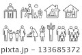 人　家族　アイコン　ピクトグラム　線画イラストセット 133685372