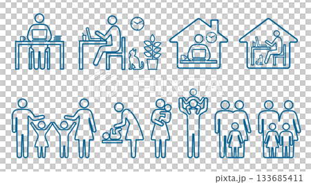 People family icon pictogram line drawing illustration set People family icon pictogram line drawing illustration set 133685411