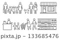 人　家族　買い物　ピクトグラム　線画アイコンセット 133685476