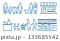 人　家族　買い物　ピクトグラム　線画アイコンセット 133685542