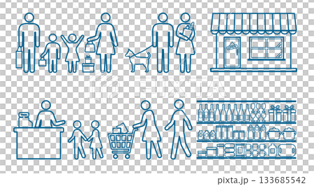 人物、家庭、購物、象形圖、線條畫圖示集 人物、家庭、購物、象形圖、線條畫圖示集 133685542