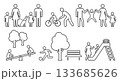 人　家族　休日　ピクトグラム　線画アイコンセット 133685626