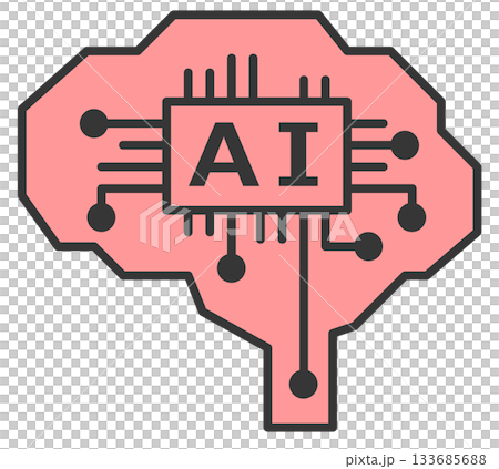 計算や情報処理を高性能に処理するAI回路のアイコン 133685688