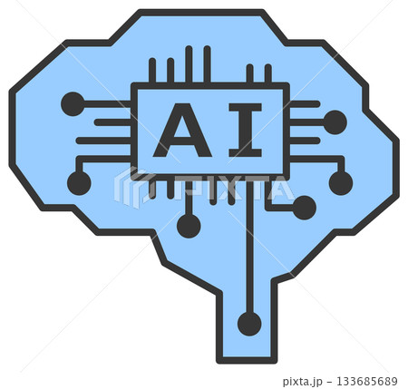 計算や情報処理を高性能に処理するAI回路のアイコン 133685689
