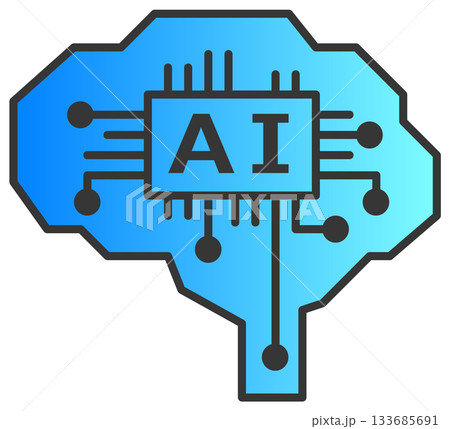 計算や情報処理を高性能に処理するAI回路のアイコン 133685691