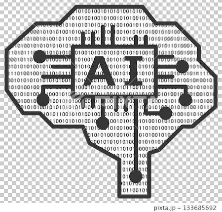 計算や情報処理を高性能に処理するAI回路のアイコン 133685692