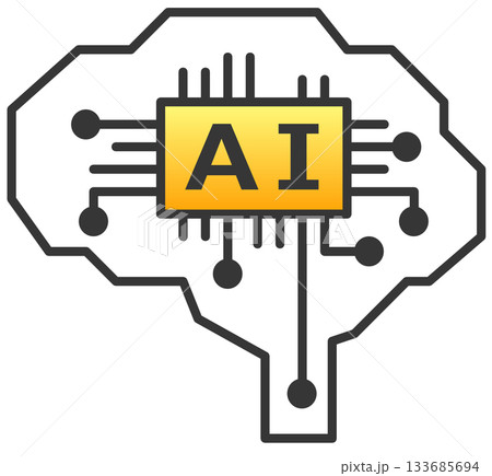 計算や情報処理を高性能に処理するAI回路のアイコン 133685694