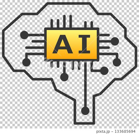 計算や情報処理を高性能に処理するAI回路のアイコン 133685694