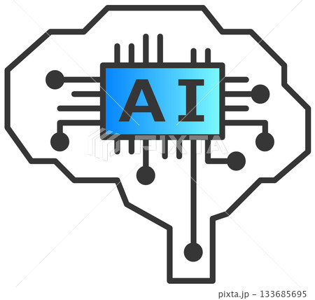 計算や情報処理を高性能に処理するAI回路のアイコン 133685695