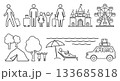 人　家族　旅行　ピクトグラム　線画アイコンセット 133685818