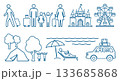人　家族　旅行　ピクトグラム　線画アイコンセット 133685868