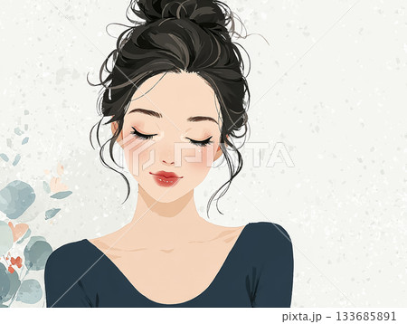 美優シリーズ：まつげエクステをしている女性 133685891