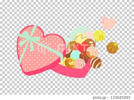 心形禮盒巧克力插圖 心形禮盒巧克力插圖 133685895