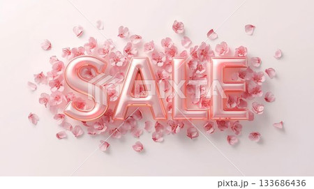 SALE立体ロゴ　桜の花びら　バナー 133686436