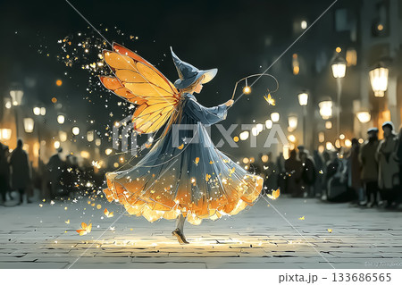 美優シリーズ：魔女と超の妖精が楽しそうにダンスしているシーン 133686565