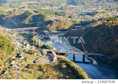 リニア中央新幹線・第一木曽川橋梁の工事風景　2025年秋の記録 133687836
