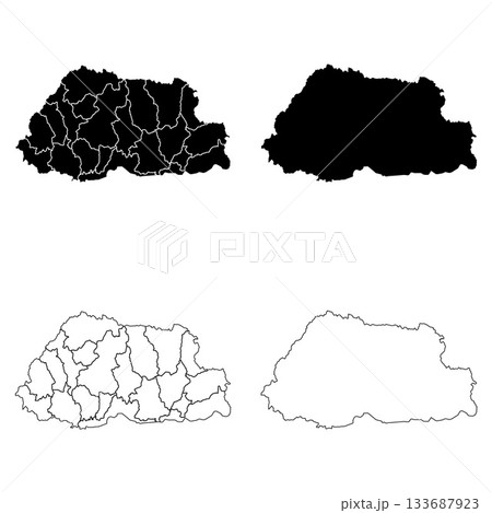 Bhutan Outline and Solid Fill Map Set. Bhutan Outline and Solid Fill Map Set. 133687923
